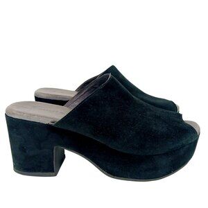 Chocolat Blu GARNNET Black Suede Platform Clogs Size 8 Mules Slides